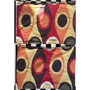 Retro Style 70's Pillow cases set 2 standard Mcm geometric orange brown cotton